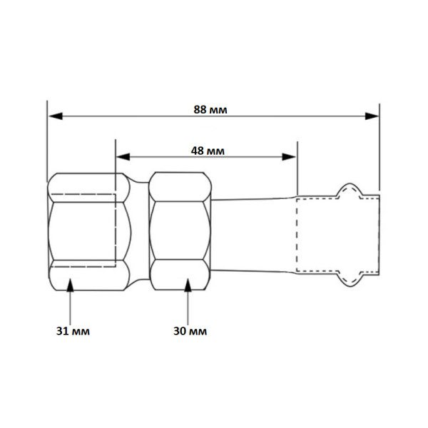 Американка 22-3/4", WAAG Heavy Inox, пресс-резьба, вн., сталь нержавеющая