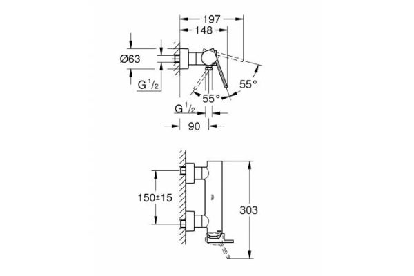 Смеситель для душа Grohe Plus Хром (33577003)