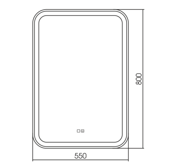 Зеркало AZARIO Мальта-6 550х800 c подсветкой и диммером, подогрев, часы, Bluetooth, радио (ФР-000012