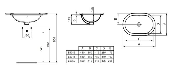 Раковина Ideal Standard CONNECT 55х38 см., белая (E504801)