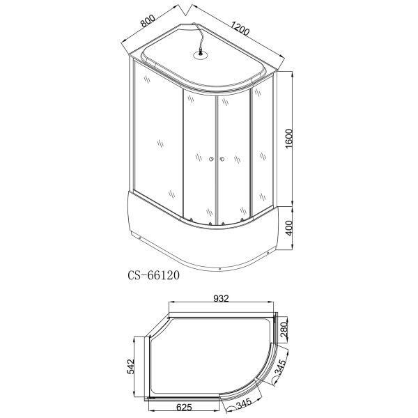 Душевая кабина Loranto 120х80х215, поддон 40 см (CS-66120L G)