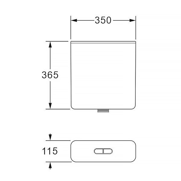 Бачок пластиковый AZARIO 350x115x365 с соединительной трубой, белый (AZ-217)