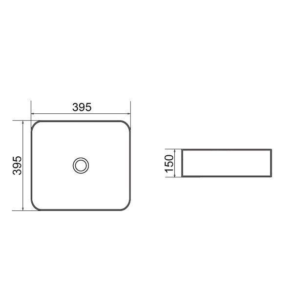 Раковина-чаша Azario 395х395х150 накладная, квадратная, черный матовый (AZ-2075-B-MB)
