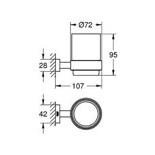 Стакан для зубных щеток Grohe Essentials Cube стекло, хром (40755001)