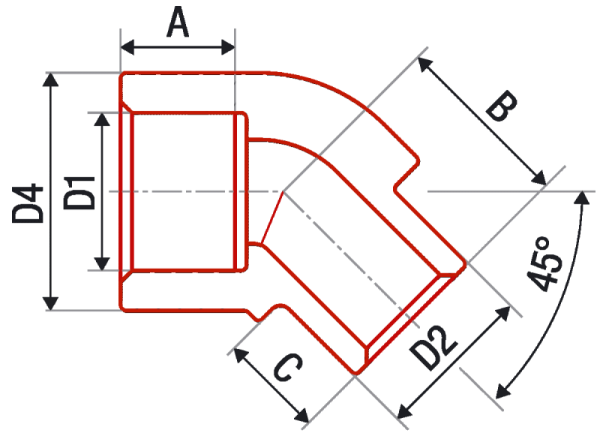 Угольник 45° вн/нар AlcaPipe PPR d20 (AB205020000)