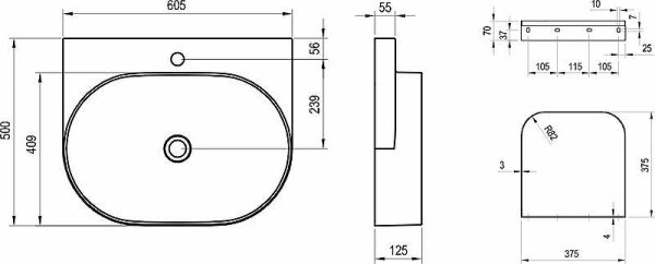 Раковина Ravak Yard 60 подвесная, белый (XJX01260002)