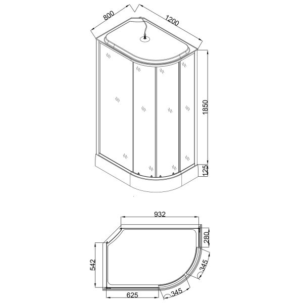 Душевая кабина Loranto 120x80x215 левая, поддон 13 см, 4 мм прозрачное стекло с рисунком "мозайка" (