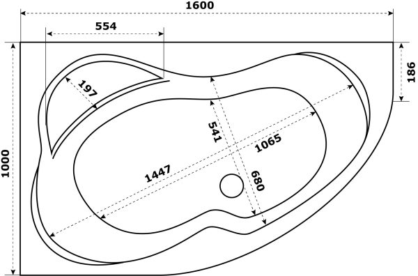 Ванна акриловая Azario Микона 160х100 правая