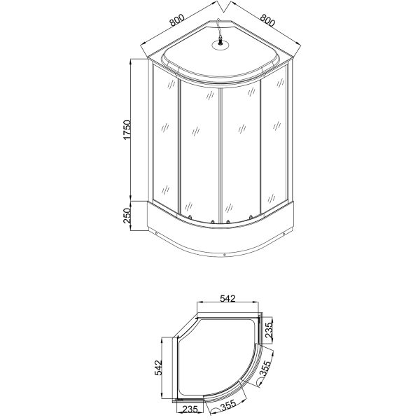 Душевая кабина Loranto 80x80x215 поддон 25 см, 4 мм прозрачное стекло с рисунком "мозайка" (CS-800-2