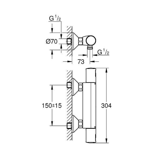 Смеситель для душа Grohe Precision Start с термостатом, хром (34594000)