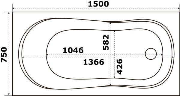 Ванна акриловая Azario Тенза 150х75