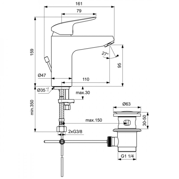 Смеситель Ideal Standard Ceraflex B1712AA для раковины