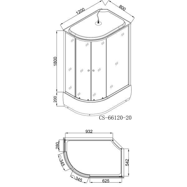 Душевая кабина LORANTO 120х80х215 правосторонняя, поддон 20 см, матовое стекло 4 мм (CS-66120-20 R F