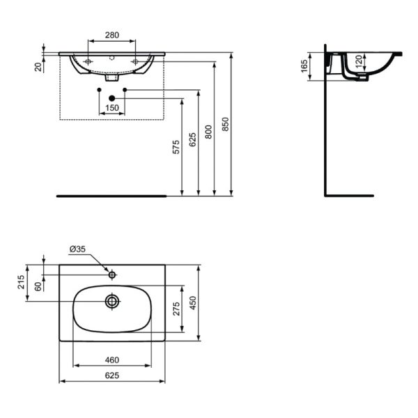 Раковина Ideal Standard TESI Vanity 60, белая (TESI 60)