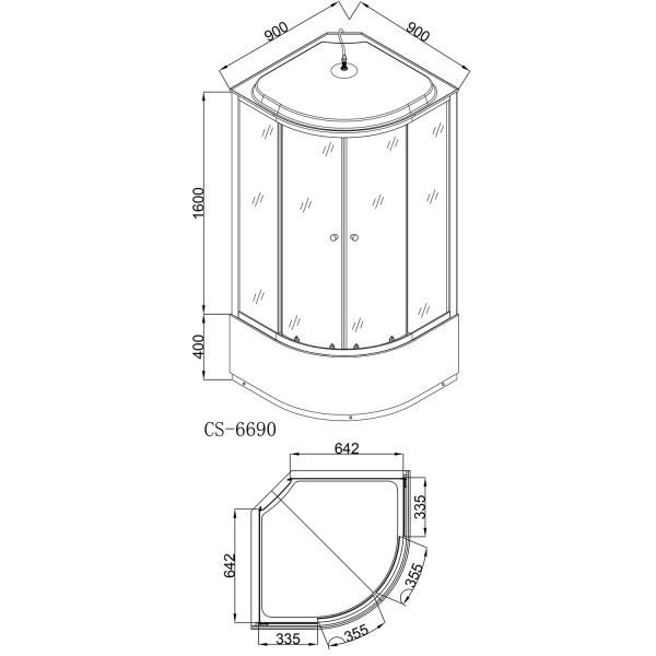 Душевая кабина Loranto CS-6690 F, 90х90х215, поддон 40 см