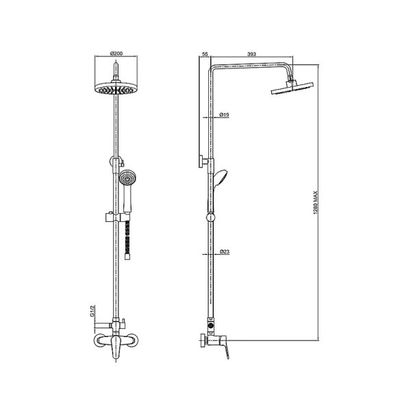 Душевая колонна Bravat OPAL C со смесителем для душа, хром (F9125183CP-A1-RUS)