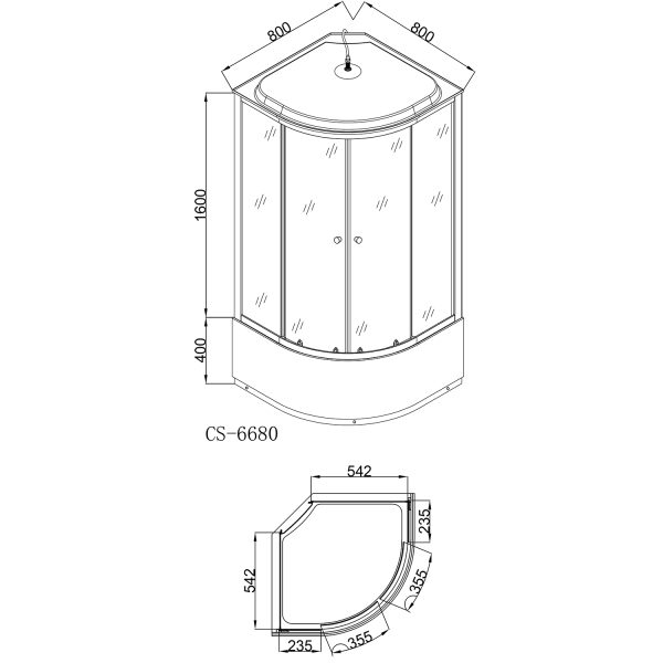 Душевая кабина Loranto CS-6680G 80х80х215, поддон 40 см