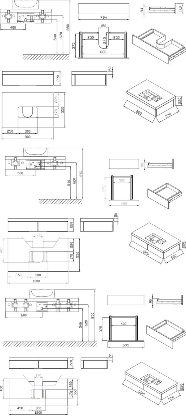 Шкаф под раковину Ravak Formy SD, 80*55*22 см, подвесной, дуб (X000001032)