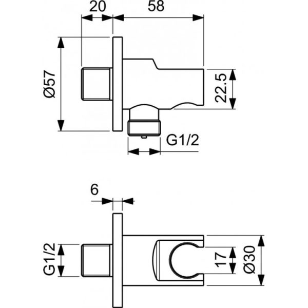 Подключение для душевого шланга с держателем Ideal Standard IdealRain (BC807XG)