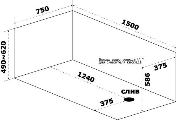 Ванна акриловая Azario Тенза 150х75