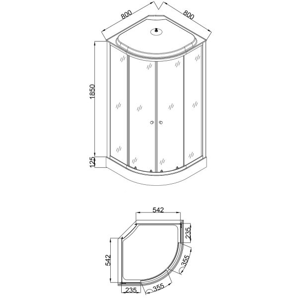 Душевая кабина Loranto 80x80x215 поддон 13 см, 4 мм прозрачное стекло с рисунком "мозайка" (CS-800-1