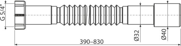 Гибкое соединение Alcadrain 5/4" × 32/40 пластмасса (A750)