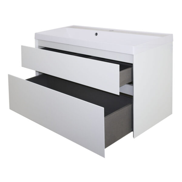 Комплект тумба Azario Velluto 100 1000х450х660 подвесная, с раковиной Slim 100, белый матовый