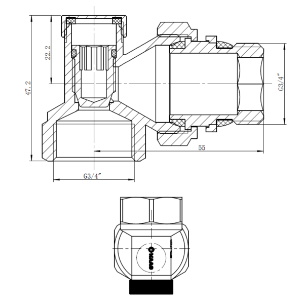 Клапан запорный 3/4