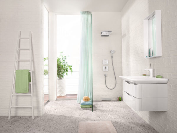 Верхний душ Hansgrohe Rainmaker Select 580 3jet, с настенным креплением скрытого монтажа, белый/хром