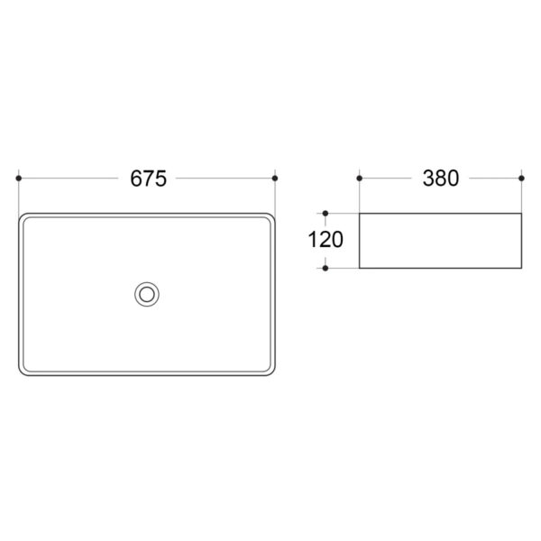 Раковина-чаша Azario 675х380х120 накладная, прямоугольная, белый матовый