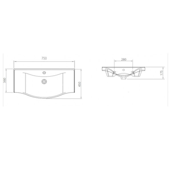 Раковина накладная Lapino BASIC 75 75X45X17,5, белая