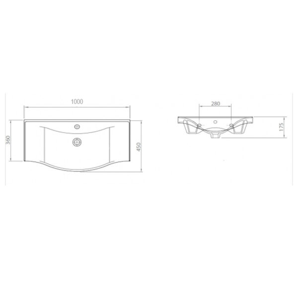 Раковина Lapino BASIC 100, белая 100X45X17,5