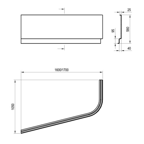 Передняя панель Ravak CHROME 160x105 L, белая