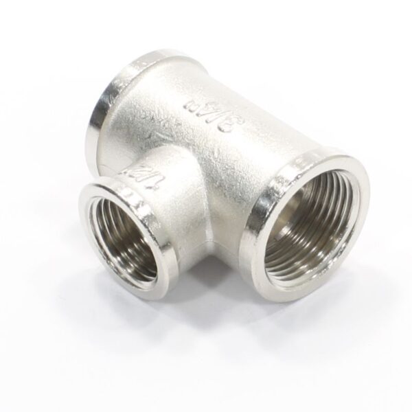 Тройник 3/4"-1/2"-3/4", General Fittings 2700 13, резьба-резьба, вн., латунь (никель)