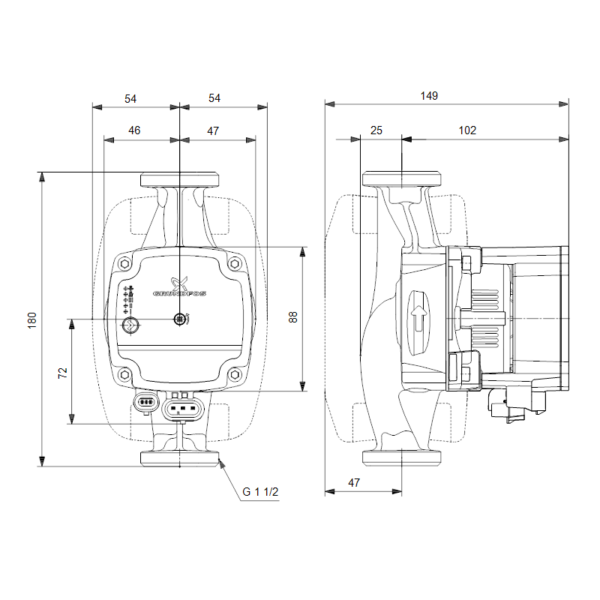 Насос циркуляционный Grundfos Alpha1L 25-40 180 (1х220В; 25Вт), L180