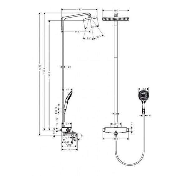 Душевая стойка Hansgrohe Raindance Select E 360 Showerpipe, с термостатом, хром
