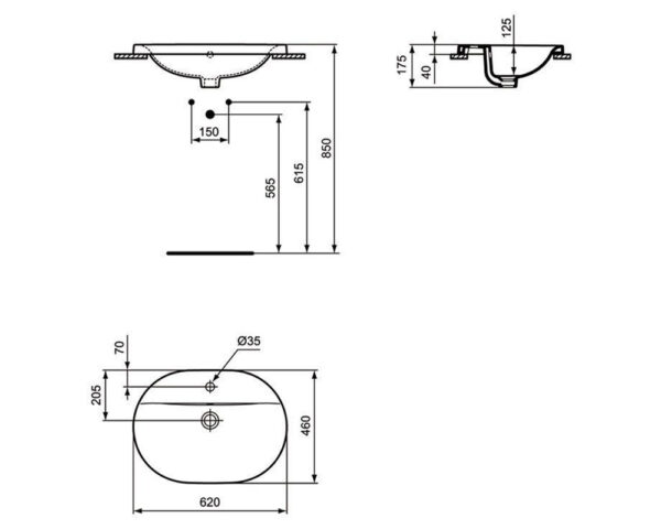 Раковина встраиваемая Ideal Standard Connect 620х460