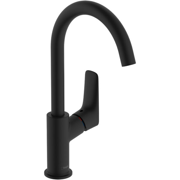 Смеситель для раковины Hansgrohe Logis керамический картридж, поворотный излив, черный матовый