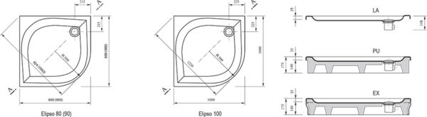 Душевой поддон Ravak ELIPSO-100 LA белый