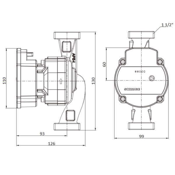 Насос циркуляционный SHIMGE APE 25-8-130 (1х220В; 65Вт), с гайками, L130