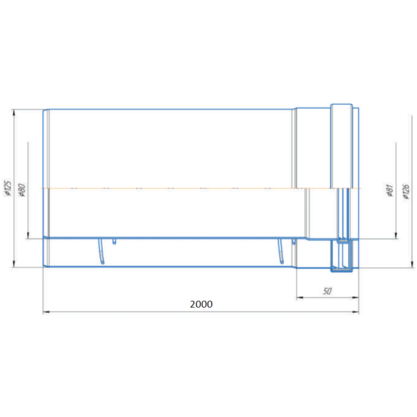 Удлинитель дымохода WAAG DN80/125 x L2м