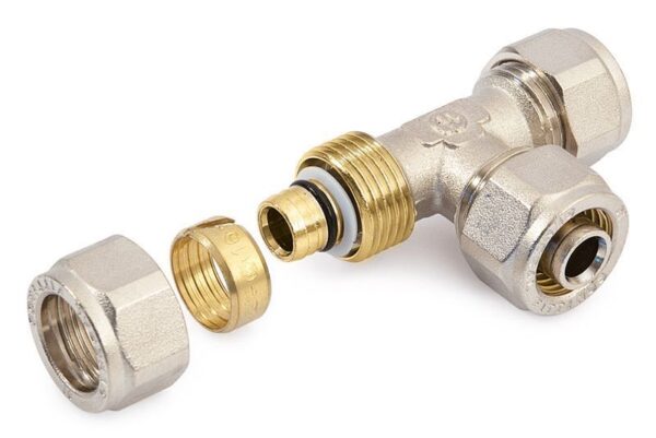 Тройник 26-26-26, General Fittings 5300, 10, обжим-обжим, латунь (никель)