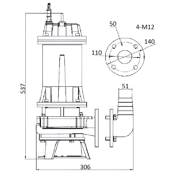 Насос канализационный SHIMGE WQ-QG 50WQD1.5QG (1х220В; 1,50кВт)