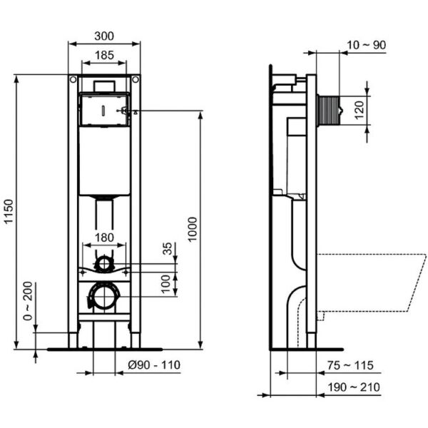 Инсталляция для подвесного унитаза Ideal Standard PROSYS ECO FRAME M