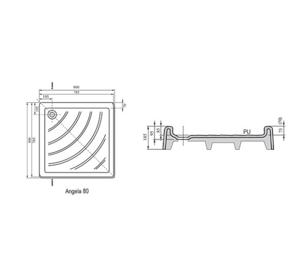 Душевой поддон Ravak ANGELA-80 PU белый