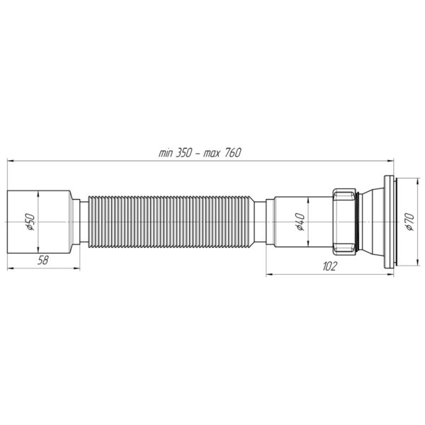 Сифон гофрированный Ани Пласт 1 1/2"*50 350-760мм