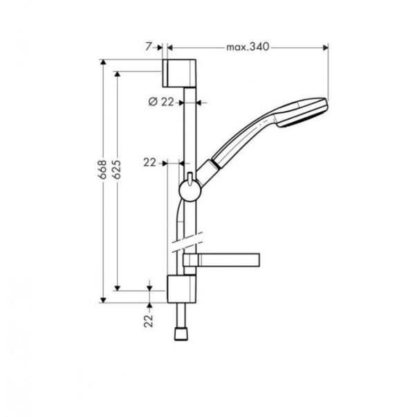 Душевой набор Hansgrohe Croma 100 1jet/Unica'C 0, 65 м, ½’