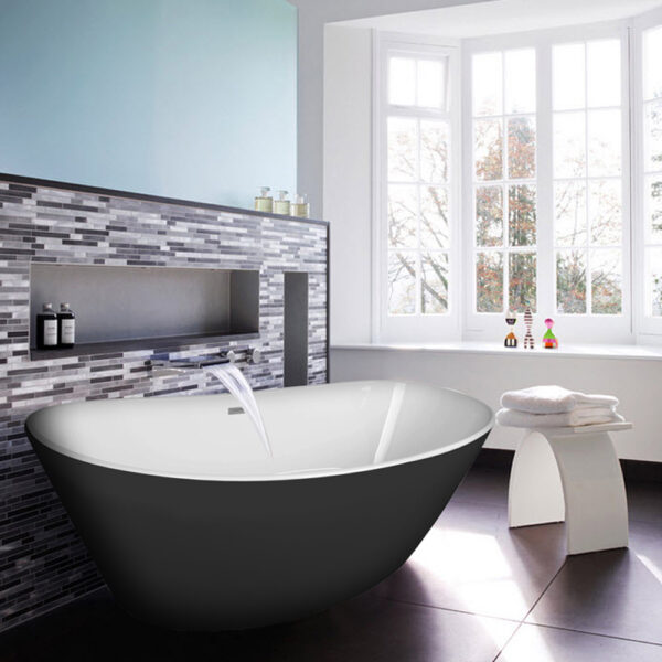 Ванна акриловая Azario EASTON 1800x820x600 мм., белая с черными внешними стенками, свободностоящая,