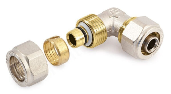 Угольник 90° 20-20, General Fittings 5300 20, обжим-обжим, латунь (никель)