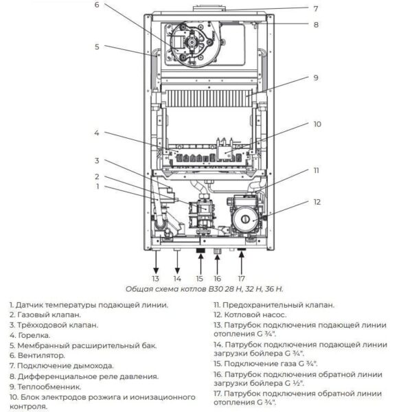 Котел газовый одноконтурный Meteor Thermo B30 32H (32 кВт), 220В